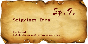 Szigriszt Irma névjegykártya